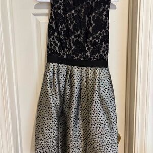 Taylor Black and Gold Lace and Taffeta Dress